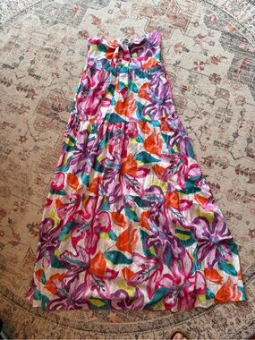 Kenny Flowers Kona Tropical Floral strapless maxi dress XS NWOT